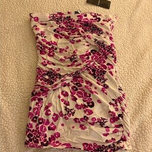 Bebe Pink and Cream Floral skirt
